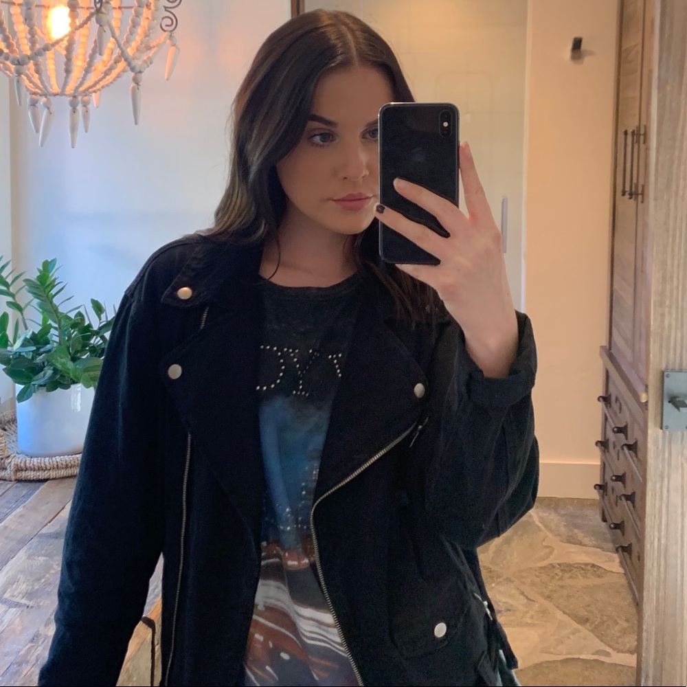 Black Denim Moto Jacket